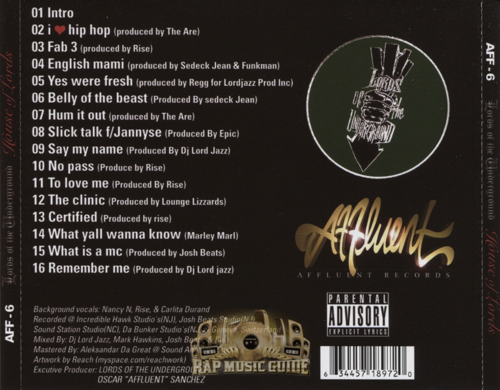 Lords Of The Underground - House Of Lords: CD | Rap Music Guide